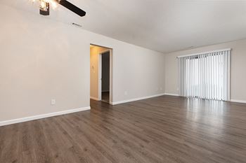 Living Room and Dining Room with Wood Style Flooring